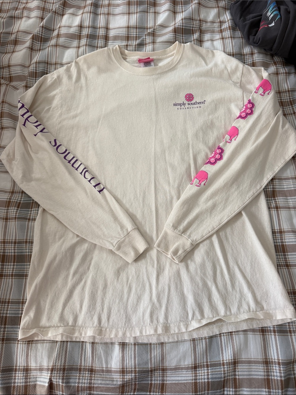 Simply Southern Cream Long-Sleeve Tee with Pink Accents